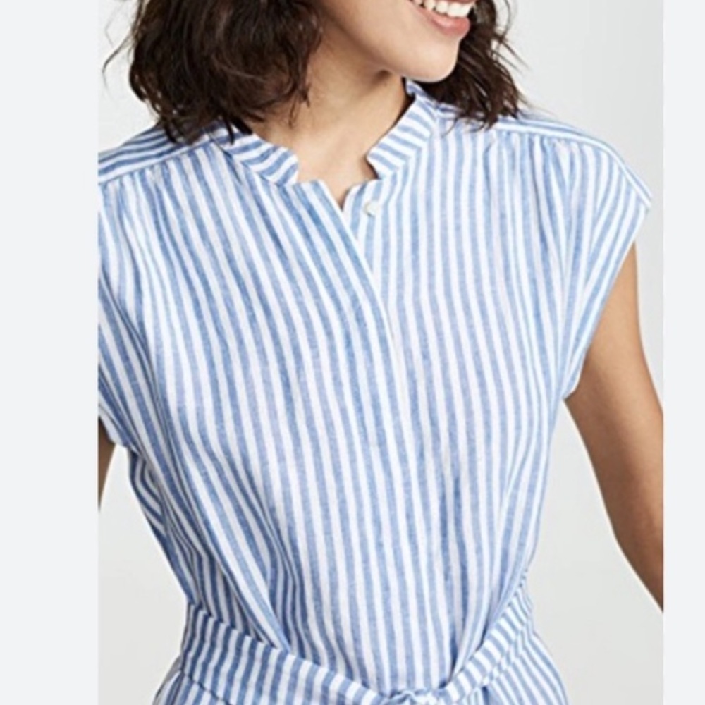 AYR The Sunset dress 100% Linen White and Blue Stripes Size XS - Picture 5 of 11